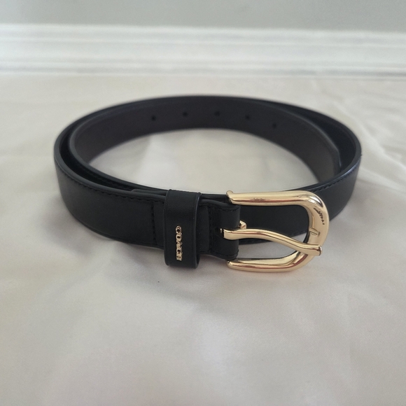 Coach Accessories - Coach Black Leather Belt with Gold-Tone Buckle